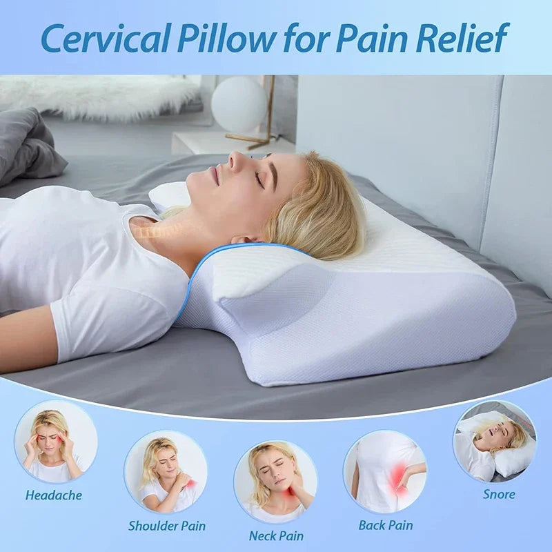 New Memory Foam Cervical Pillow, 2 in 1 Ergonomic Contour Orthopedic Pillow for Neck Pain, Contoured Support Pillows,Neck Pillow